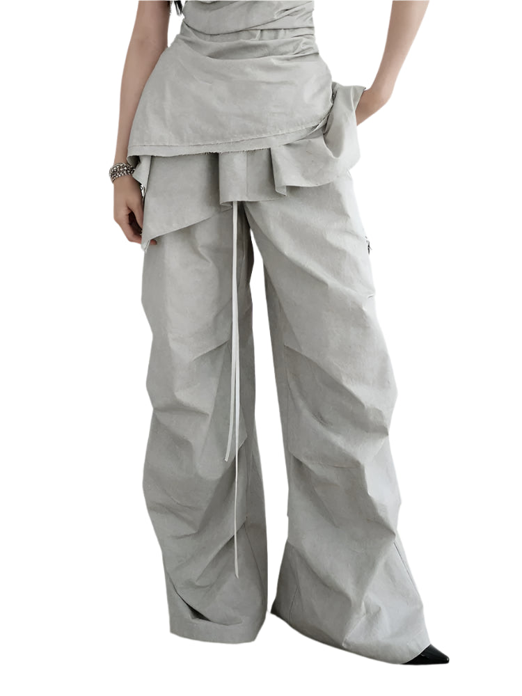 TEEK - Grey Hantuki Drawstring Layered Pants PANTS TEEK MS