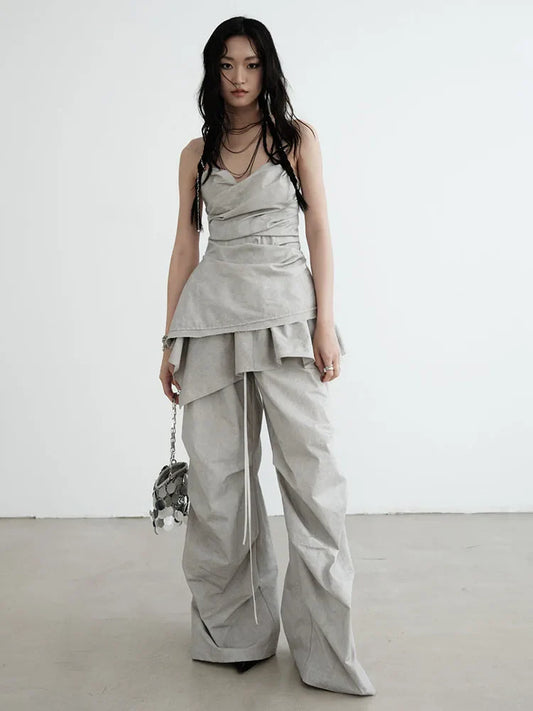 TEEK - Grey Hantuki Drawstring Layered Pants PANTS TEEK MS
