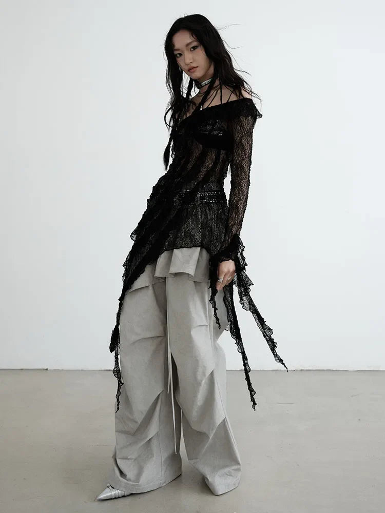 TEEK - Grey Hantuki Drawstring Layered Pants PANTS TEEK MS
