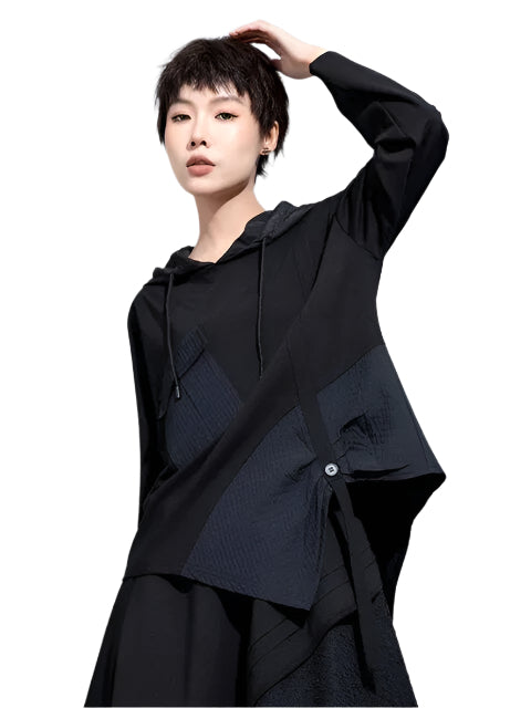 TEEK - Hamarna Pocket Rouched Hoodie - Black TOPS TEEK MS M