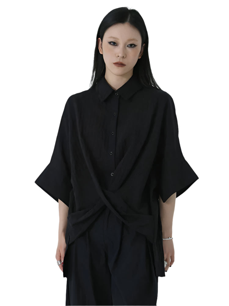 TEEK - Marga Short Sleeve Blouse - Black TOPS TEEK MS
