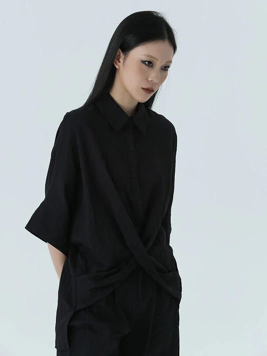 TEEK - Marga Short Sleeve Blouse - Black TOPS TEEK MS