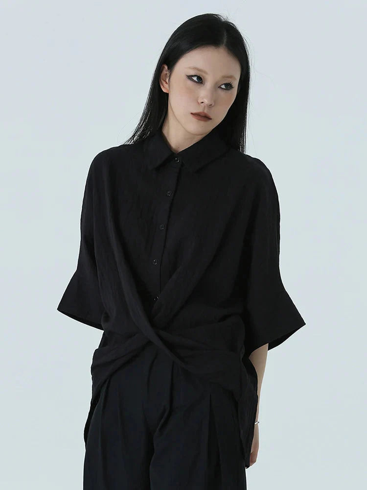 TEEK - Marga Short Sleeve Blouse - Black TOPS TEEK MS