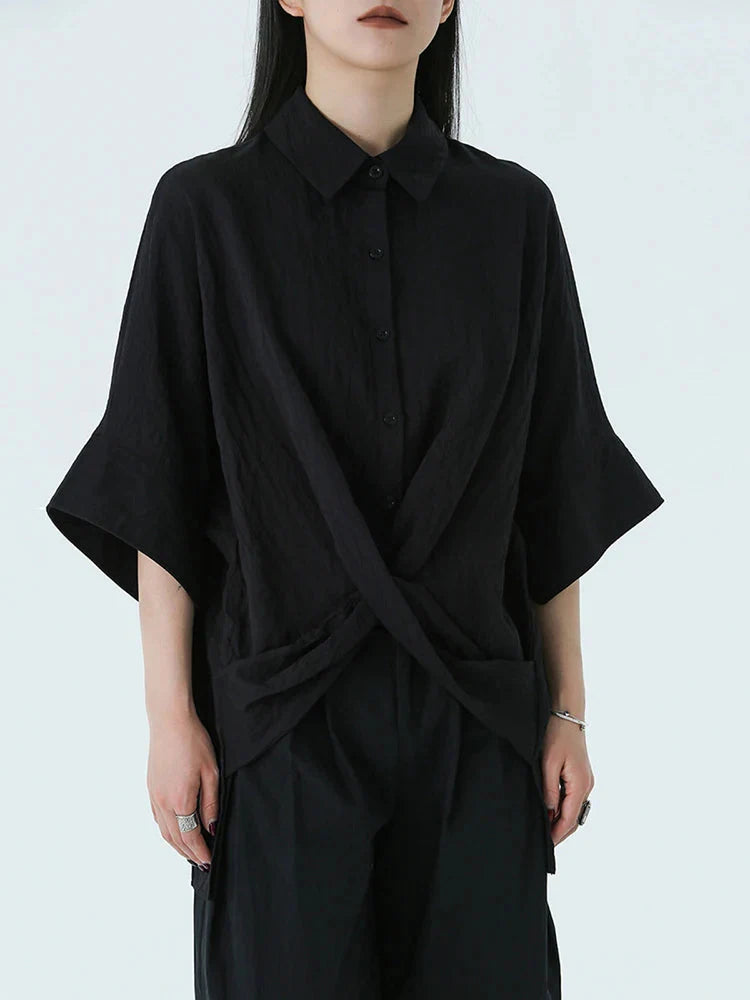 TEEK - Marga Short Sleeve Blouse - Black TOPS TEEK MS