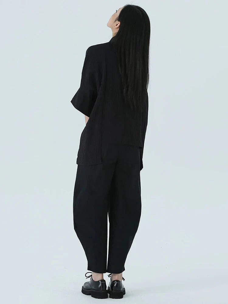 TEEK - Marga Short Sleeve Blouse - Black TOPS TEEK MS