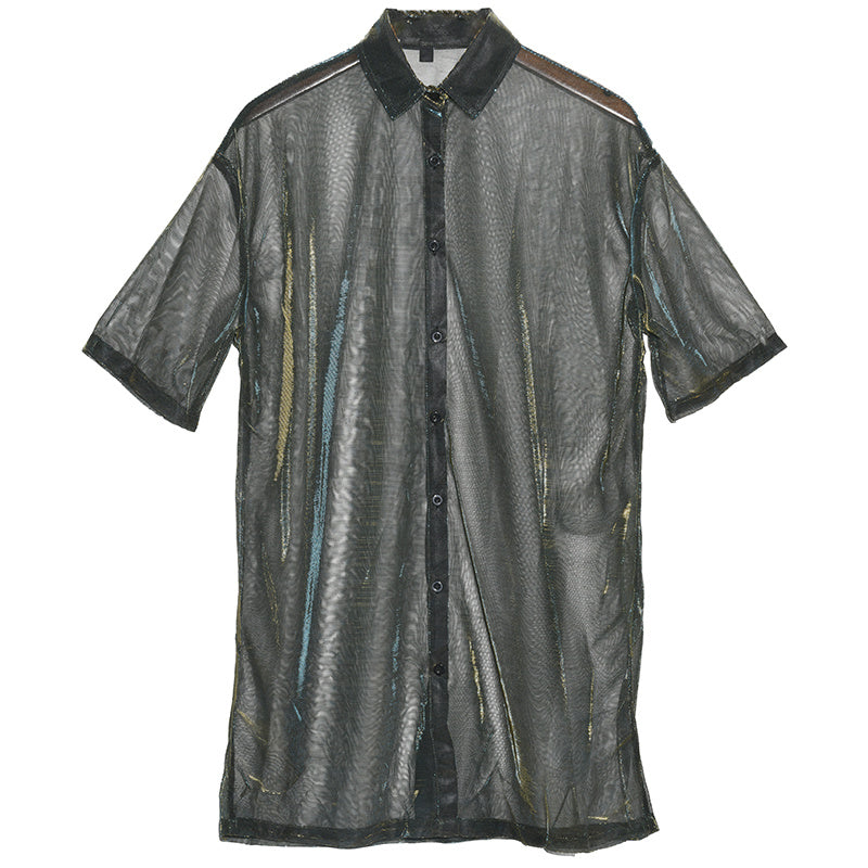 TEEK - Reece Sheer Shimmer Shirt Dress - Gold Green DRESS TEEK MS