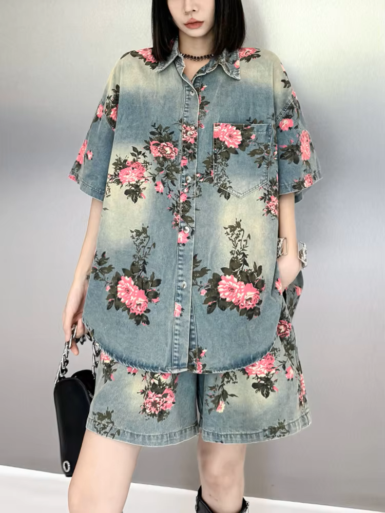 TEEK - Rosette Rose Denim Shirt TOPS TEEK MS