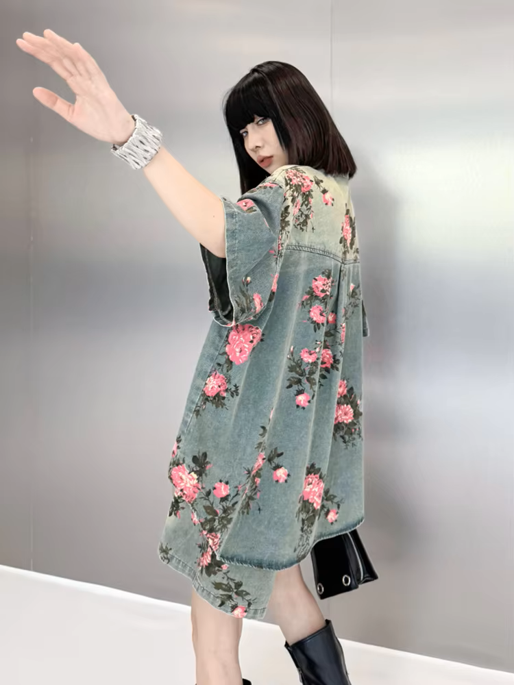 TEEK - Rosette Rose Denim Shirt TOPS TEEK MS