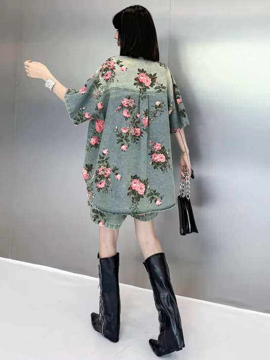 TEEK - Rosette Rose Denim Shirt TOPS TEEK MS