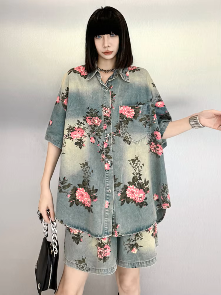 TEEK - Rosette Rose Denim Shirt TOPS TEEK MS