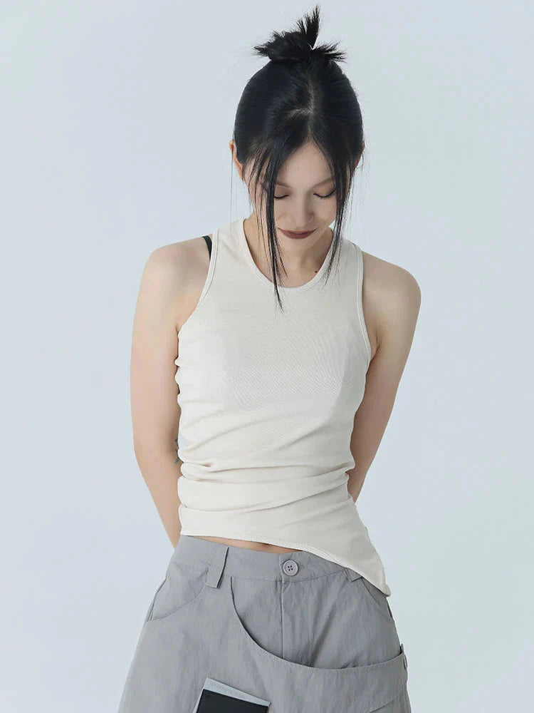 TEEK - Santdee Irregular Tank - Khaki TOPS TEEK MS