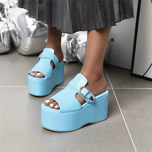 TEEK - Asuandra Platform Slide - Blue SHOES TEEK MS