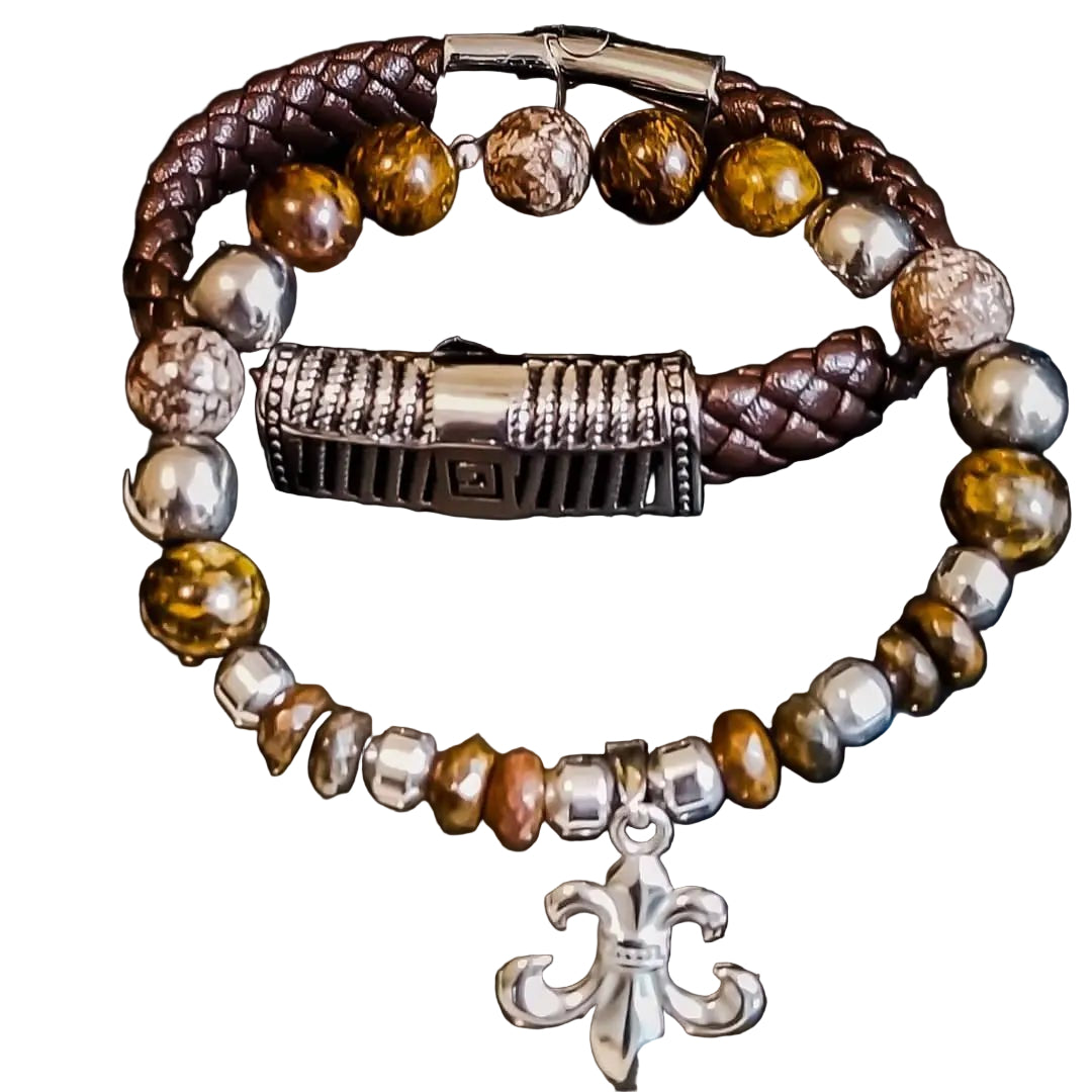 TEEK - Mens Bronzite Silver Hematite Bracelet Set JEWELRY TEEK LSC