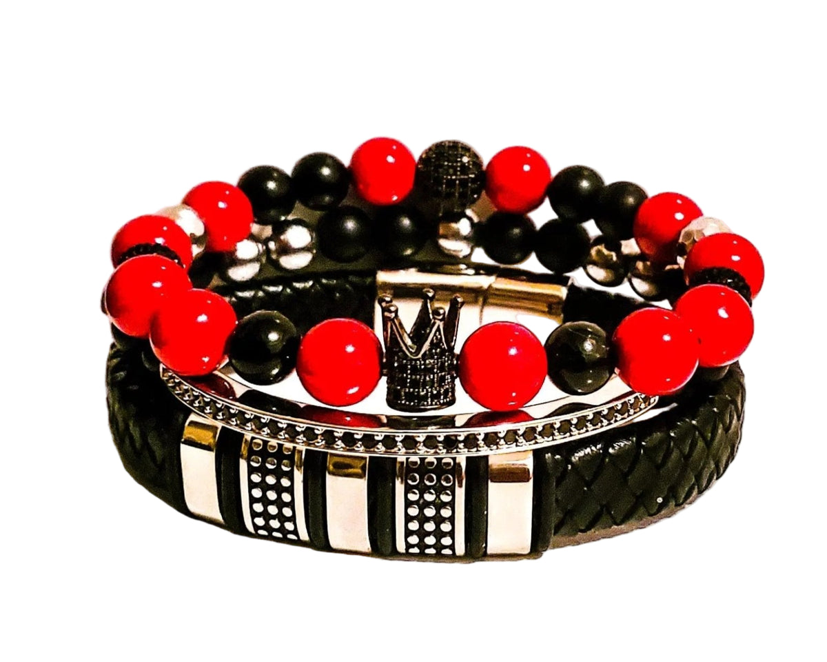 TEEK - Men' Red and Black Bracelet Set JEWELRY TEEK LSC