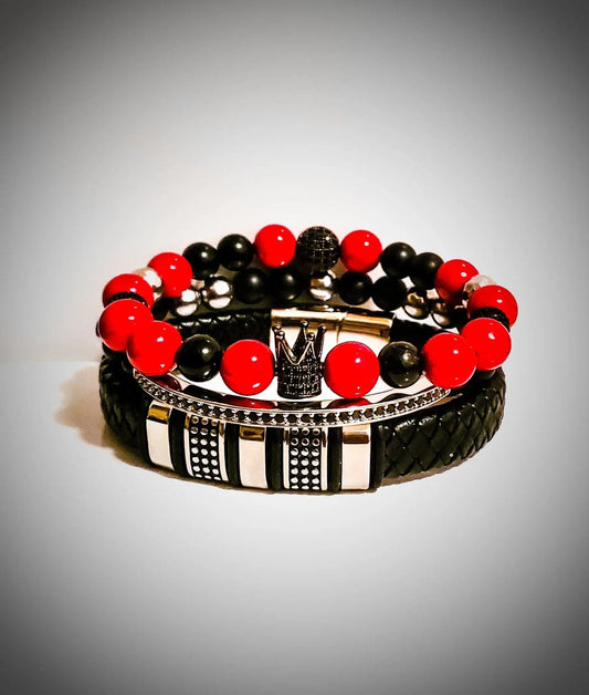 TEEK - Men' Red and Black Bracelet Set JEWELRY TEEK LSC