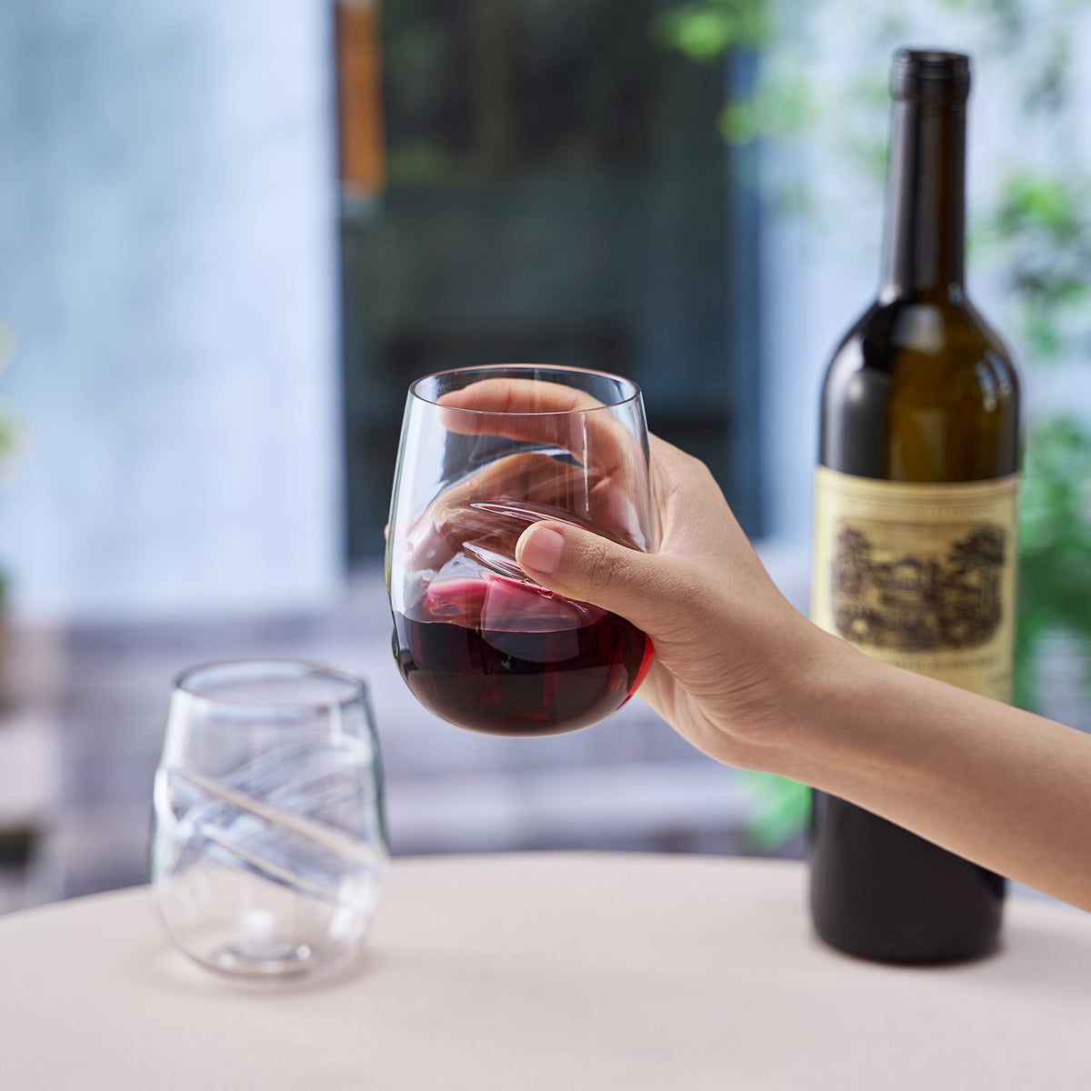 TEEK - Barcelona Acrylic Stemless Finger-Indent Wine Glassware Set HOME DECOR TEEK KS