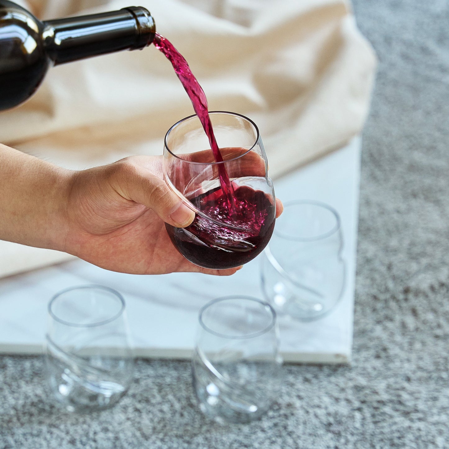 TEEK - Barcelona Acrylic Stemless Finger-Indent Wine Glassware Set HOME DECOR TEEK KS