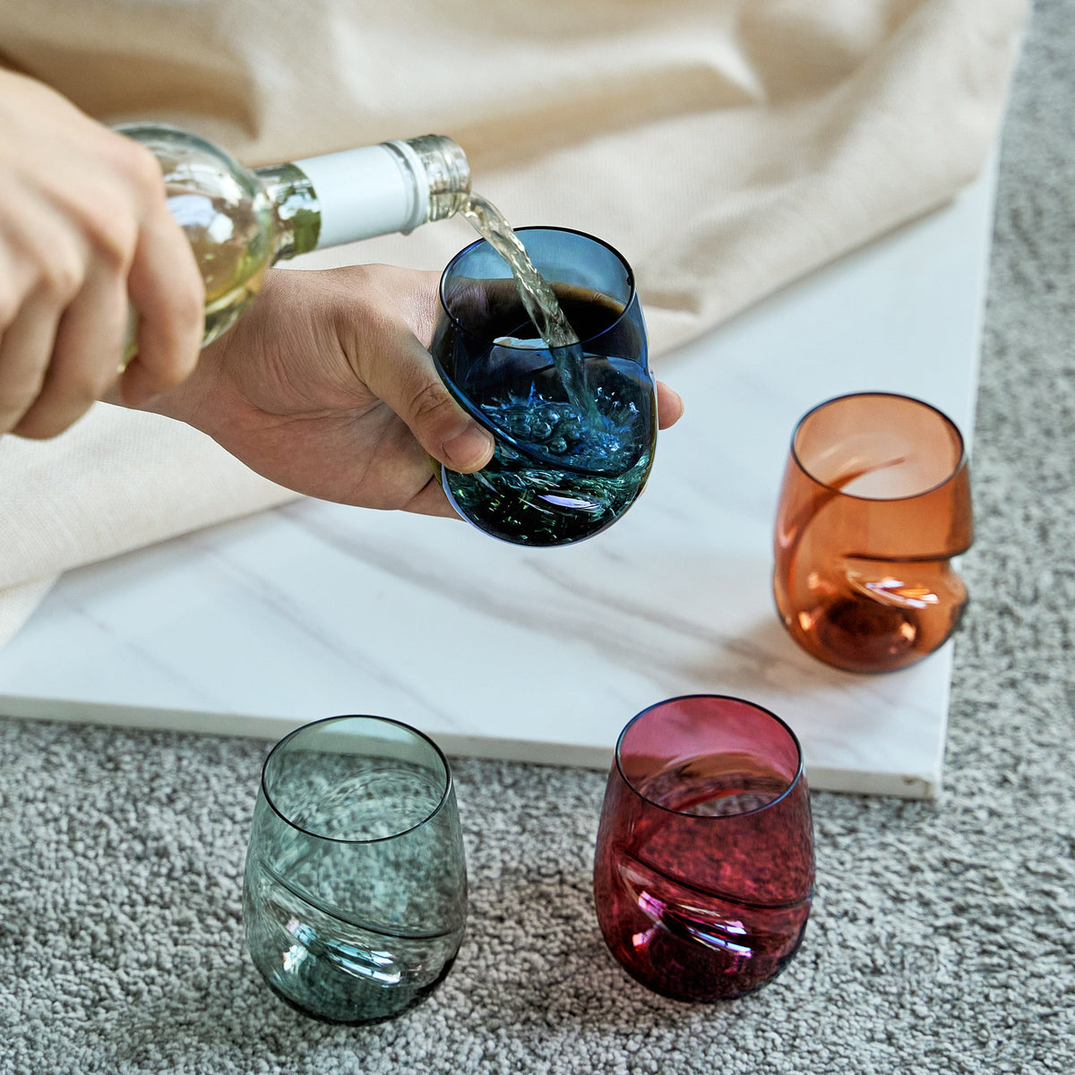 TEEK - Eze Acrylic Stemless Finger-Indent Wine Glassware Set HOME DECOR TEEK KS