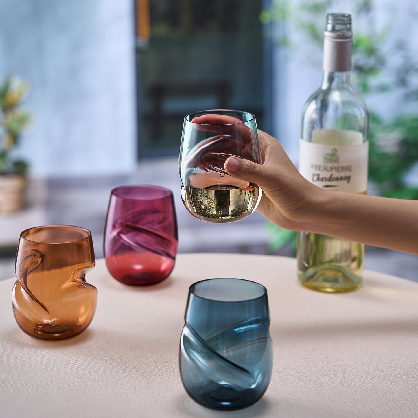 TEEK - Eze Acrylic Stemless Finger-Indent Wine Glassware Set HOME DECOR TEEK KS