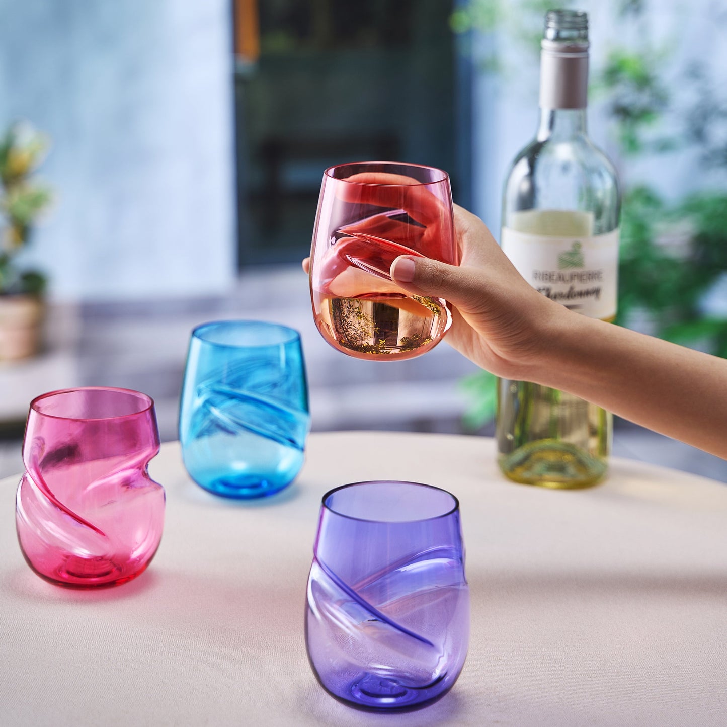 TEEK - Madrid Acrylic Stemless Finger-Indent Wine Glassware Set HOME DECOR TEEK KS