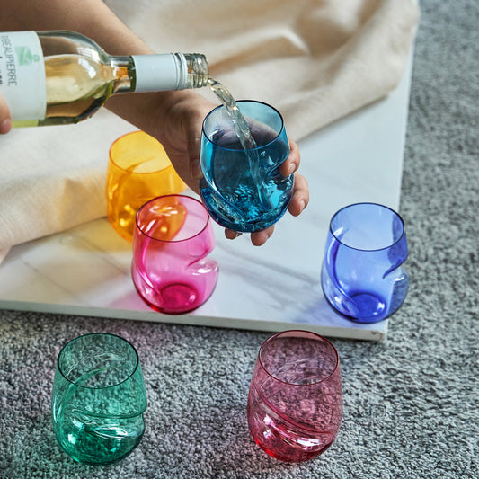 TEEK - Madrid Acrylic Stemless Finger-Indent Wine Glassware Set HOME DECOR TEEK KS