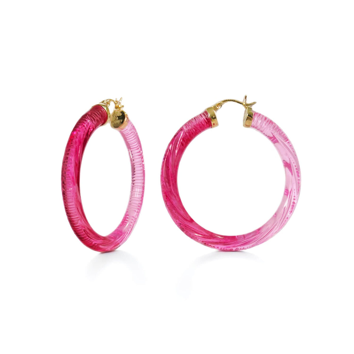 TEEK - Ombre Painted INSTYLE Lucite Hoop Earrings JEWELRY TEEK GNH PINK & RED