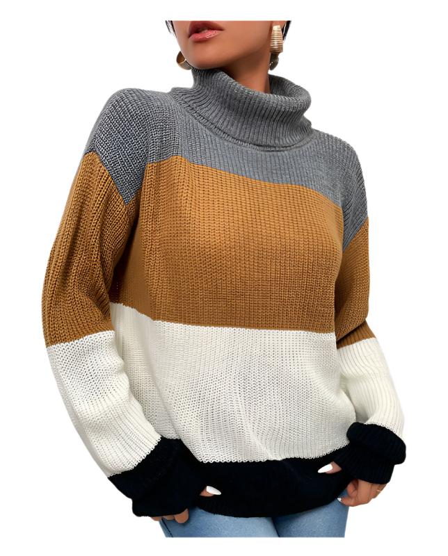 TEEK - Pullover Tri-Contrast Turtleneck Sweater SWEATER TEEK K S