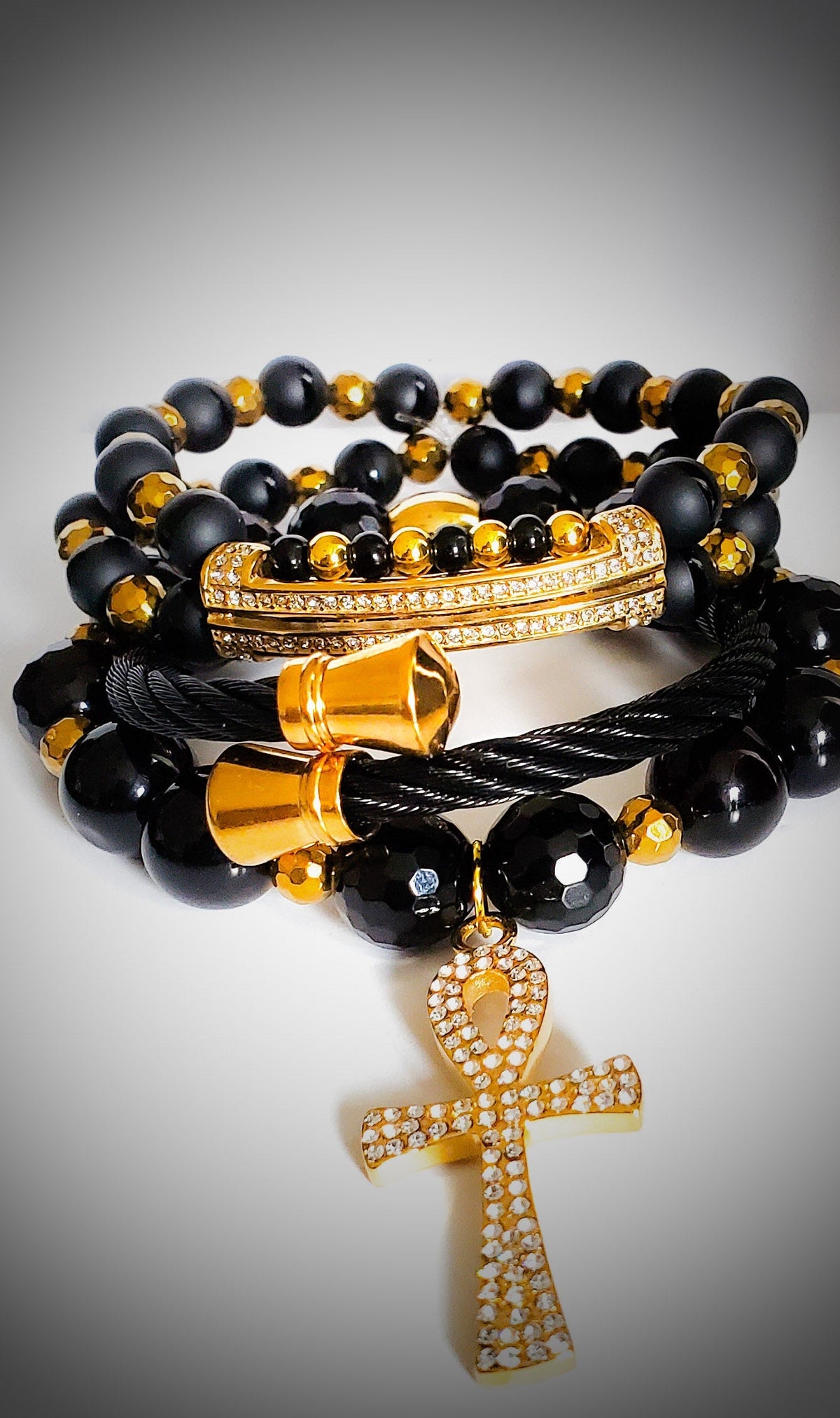 TEEK - Black and Gold Ankh bracelet set JEWELRY TEEK LSC