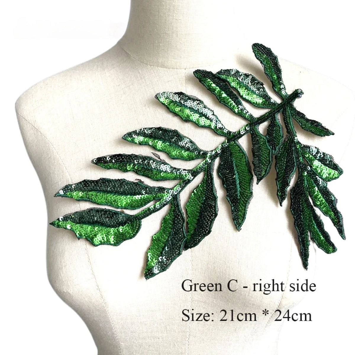 TEEK - Large Sequins Leaf Patch TOPS theteekdotcom Green C right