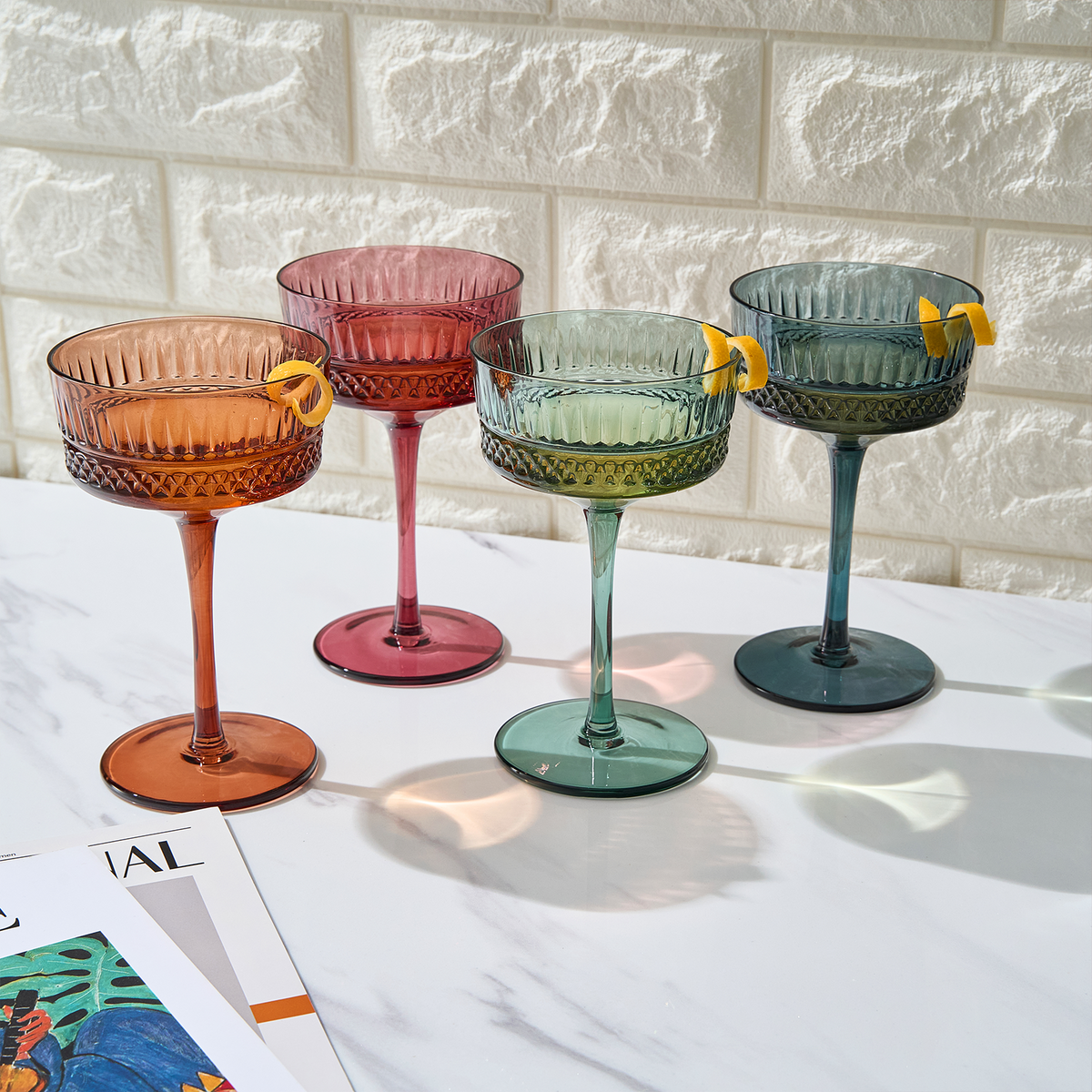 TEEK - Tonal Crystal Champagne Coupe Cocktail Glassware Set HOME DECOR TEEK KS