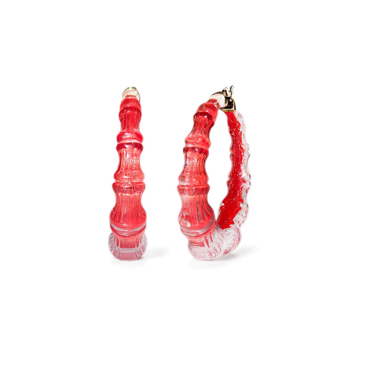 TEEK - Bamboo Illusion Lucite Hoop Earrings JEWELRY TEEK GNH WATERMELON