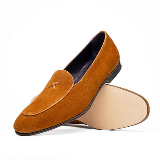 TEEK - 16-681-CGN X Italian Sueded Goatskin Loafer, Cognac SHOES TEEK ZI Cognac 8.5 M