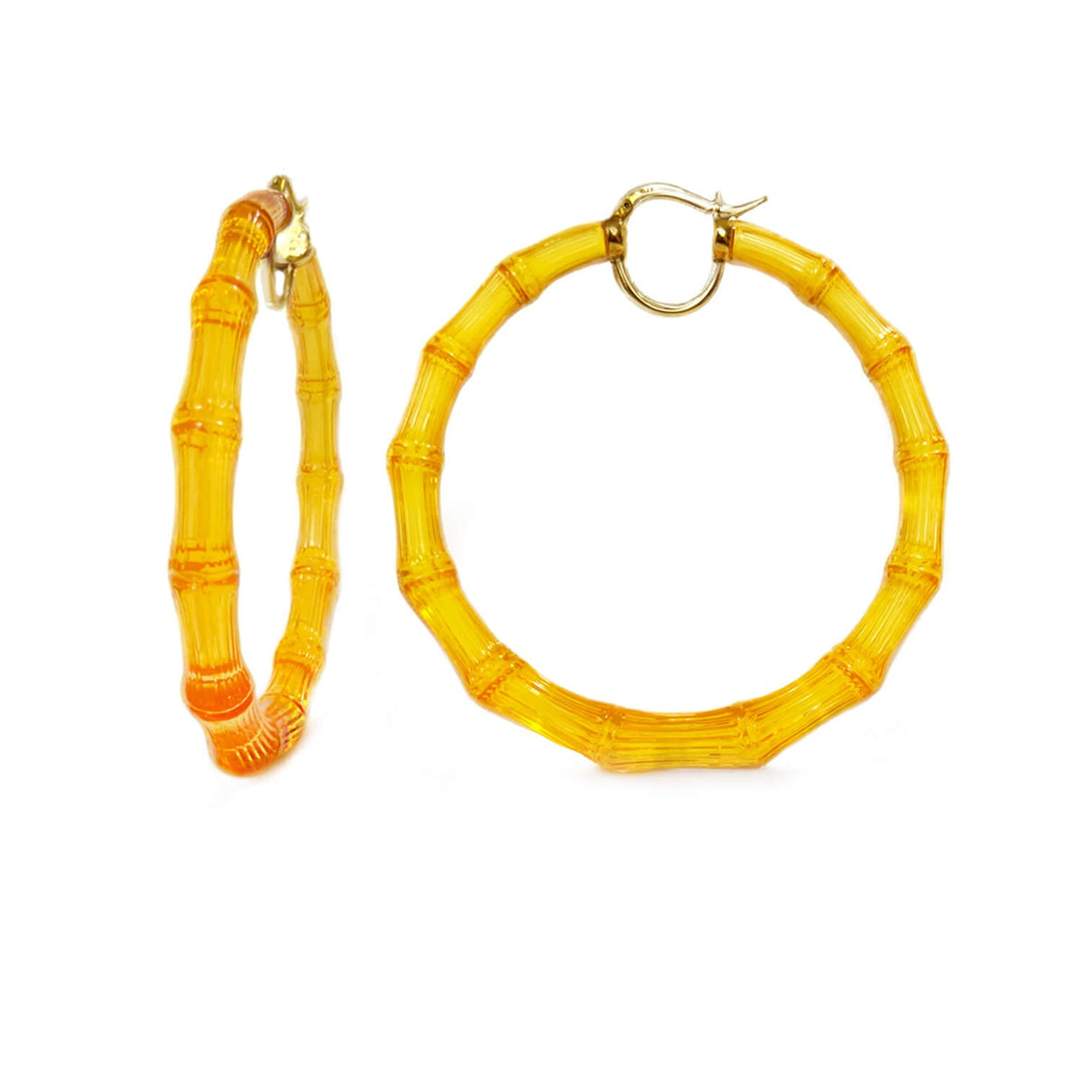 TEEK - XL Honey Lucite Bamboo Hoop Earrings JEWELRY TEEK GNH