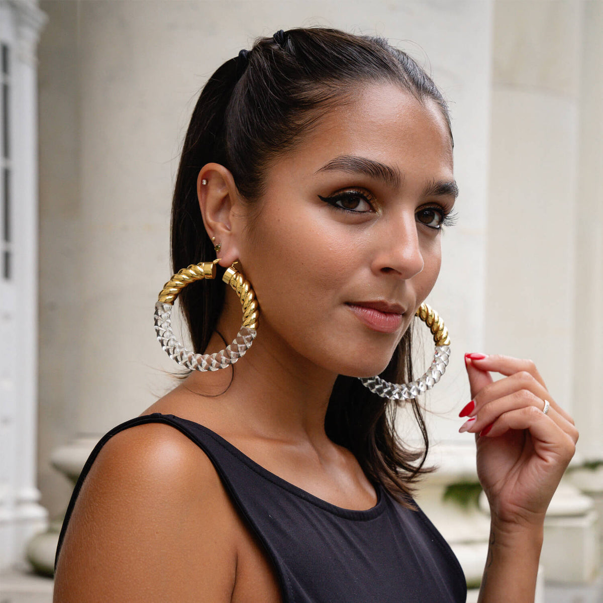 TEEK - XL Clear Chunky Rope Hoop Earrings JEWELRY TEEK GNH