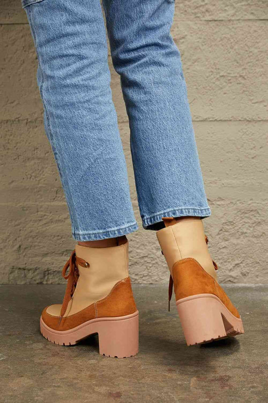 TEEK - Tan Lace Up Lug Booties SHOES TEEK Trend