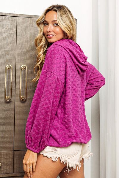 TEEK - Magenta Brushed Checker Hoodie TOPS TEEK Trend