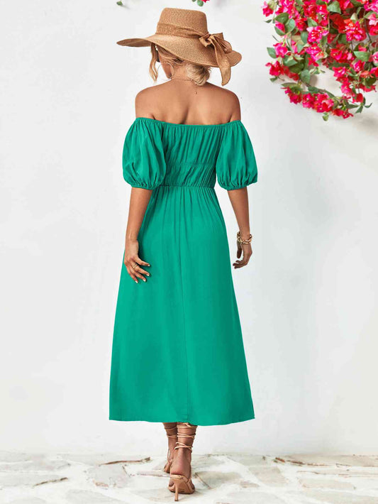 TEEK - Off-Shoulder Balloon Sleeve Midi Dress DRESS TEEK Trend