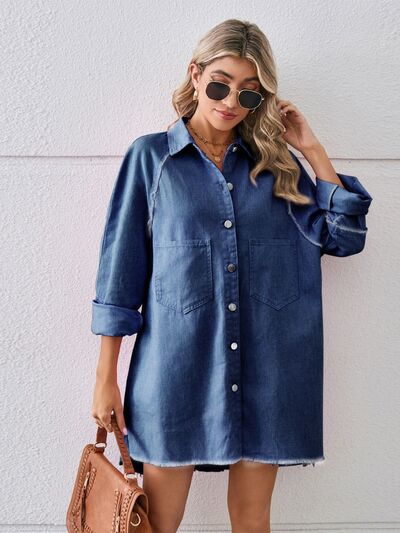 TEEK - Raw Hem Denim Dress DRESS TEEK Trend Navy S