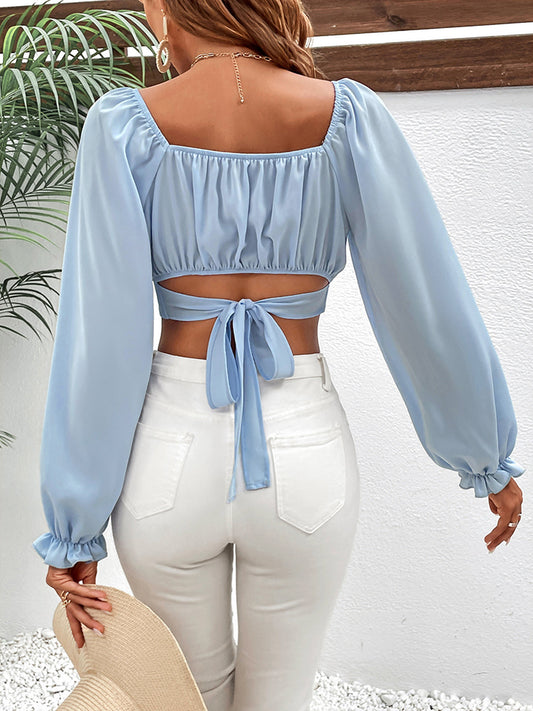 TEEK - Pastel Blue Cropped Blouse TOPS TEEK Trend