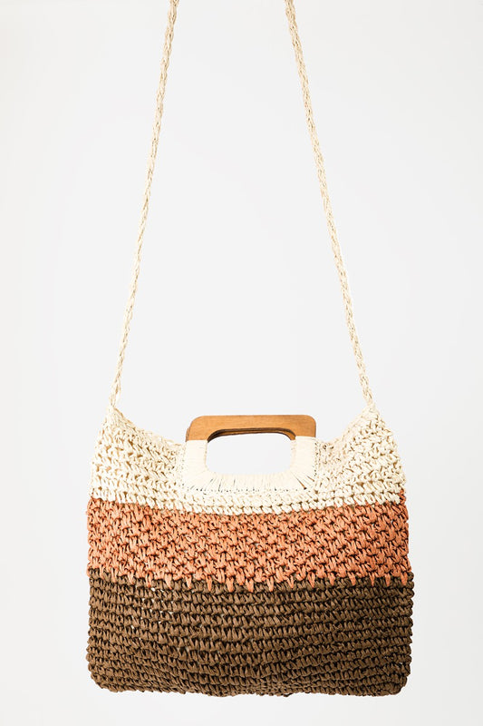 TEEK - Orange Fame Color Block Double-Use Braided Tote Bag BAG TEEK Trend