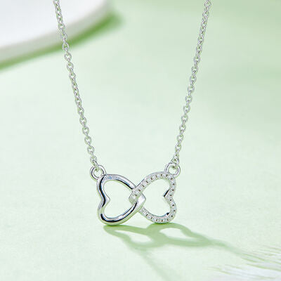 TEEK - 925 SS Heart End Bow Necklace JEWELRY TEEK Trend Silver