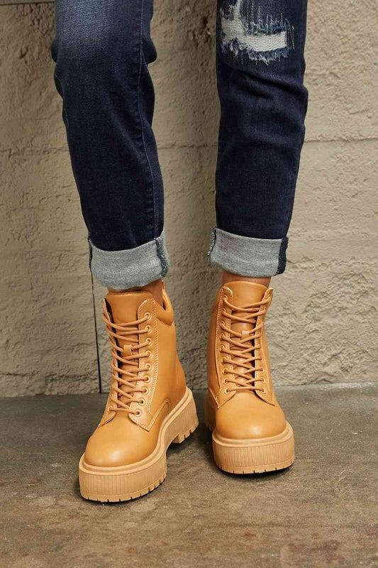 TEEK - Caramel Platform Combat Boots SHOES TEEK Trend