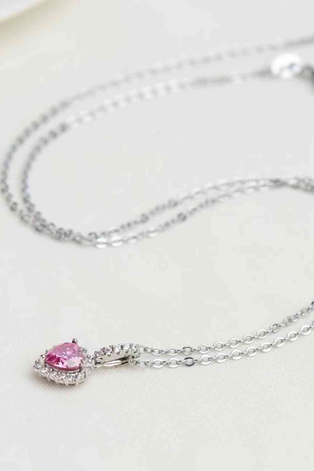 TEEK - Pink 1 Carat Heart Pendant Necklace JEWELRY TEEK Trend