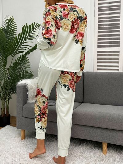 TEEK - White Printed Top and Drawstring Pants Lounge Set SET TEEK Trend