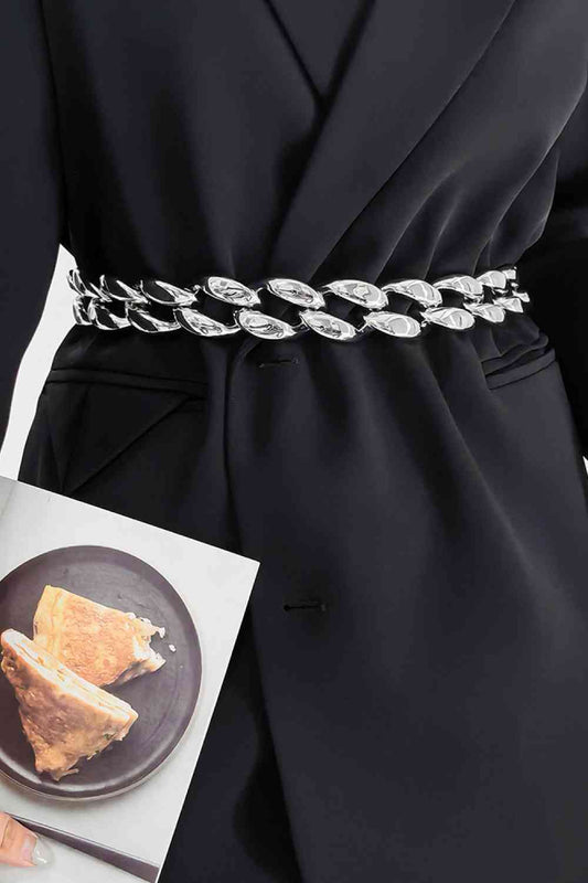 TEEK - 2" Width Acrylic Curb Chain Belt BELT TEEK Trend Silver