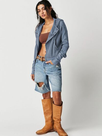 TEEK - Waffle-Knit Whateva Hooded Jacket TEEK Trend