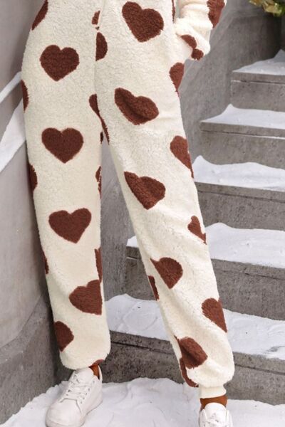 TEEK - Fuzzy Heart Hooded Lounge Jumpsuit JUMPSUIT TEEK Trend
