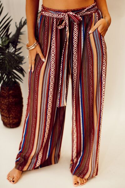 TEEK - Printed Tied Wide Leg Pants PANTS TEEK Trend