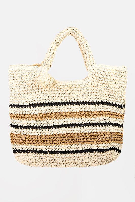 TEEK - Fame Striped Straw Braided Tote Bag BAG TEEK Trend