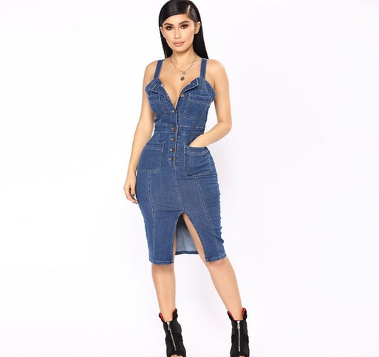 TEEK - Denim Tank Dress w/Pockets DRESS theteekdotcom XS